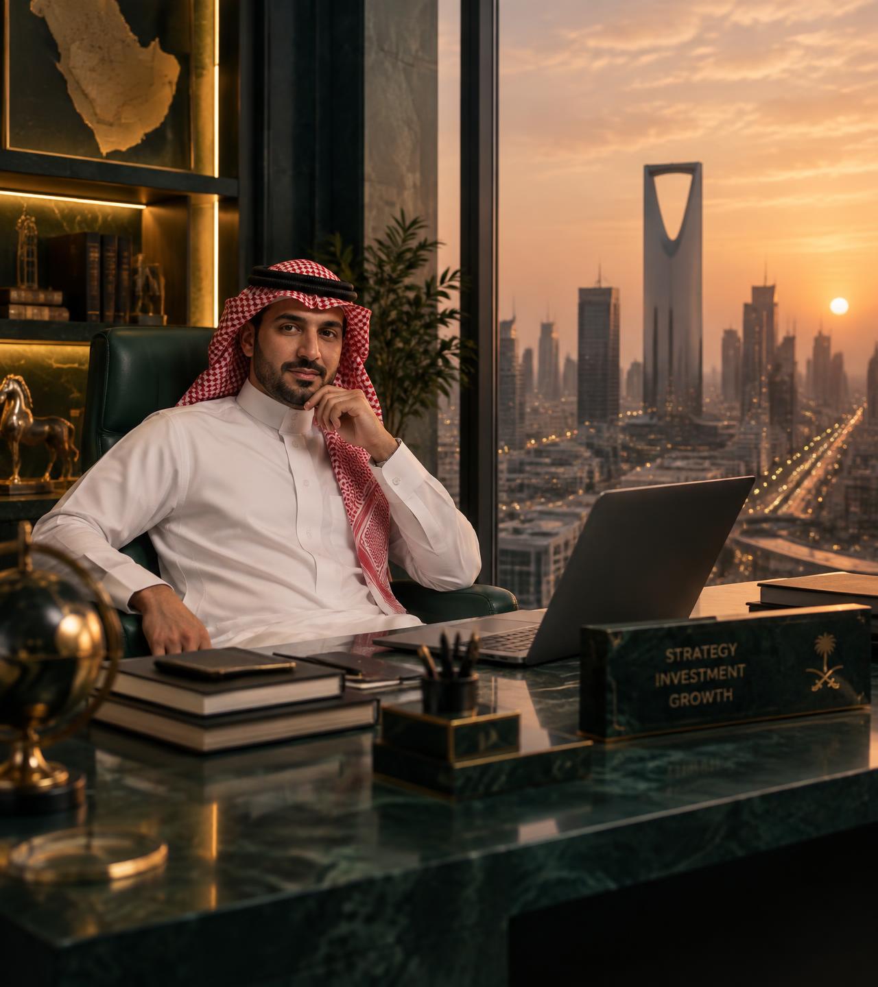 مستشار مالي سعودي في مكتبه